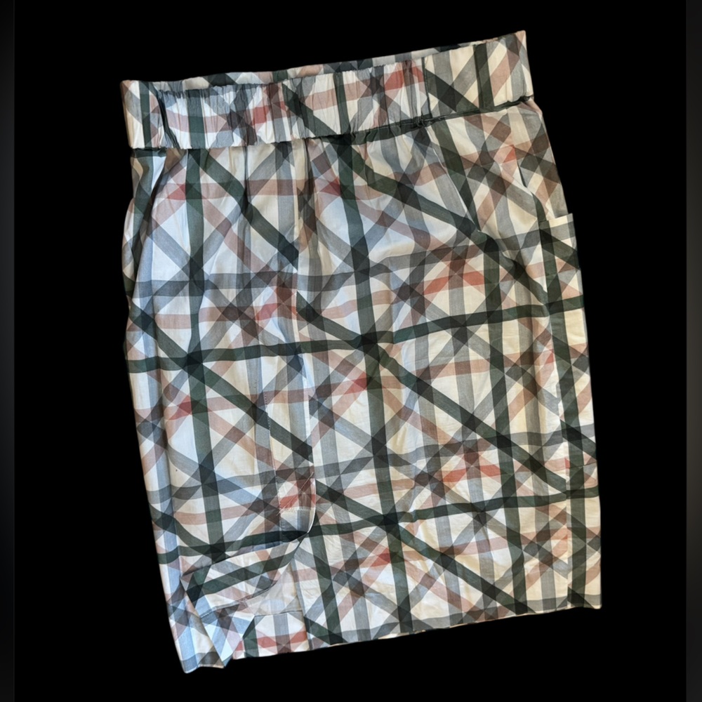 COS Plaid Pencil Skirt - White, Green & Pinkish Brown size 6 used once ,stretchy